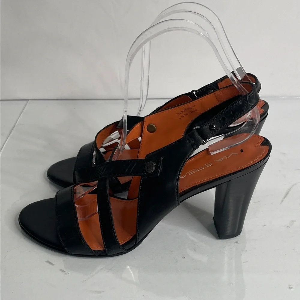 Via Spiga Black Open-Toe Heels